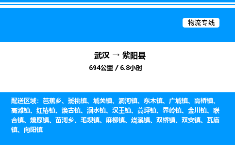 武漢到紫陽縣物流專線-武漢至紫陽縣貨運(yùn)公司