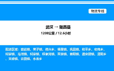 武漢到隴西縣物流專(zhuān)線-武漢至隴西縣貨運(yùn)公司